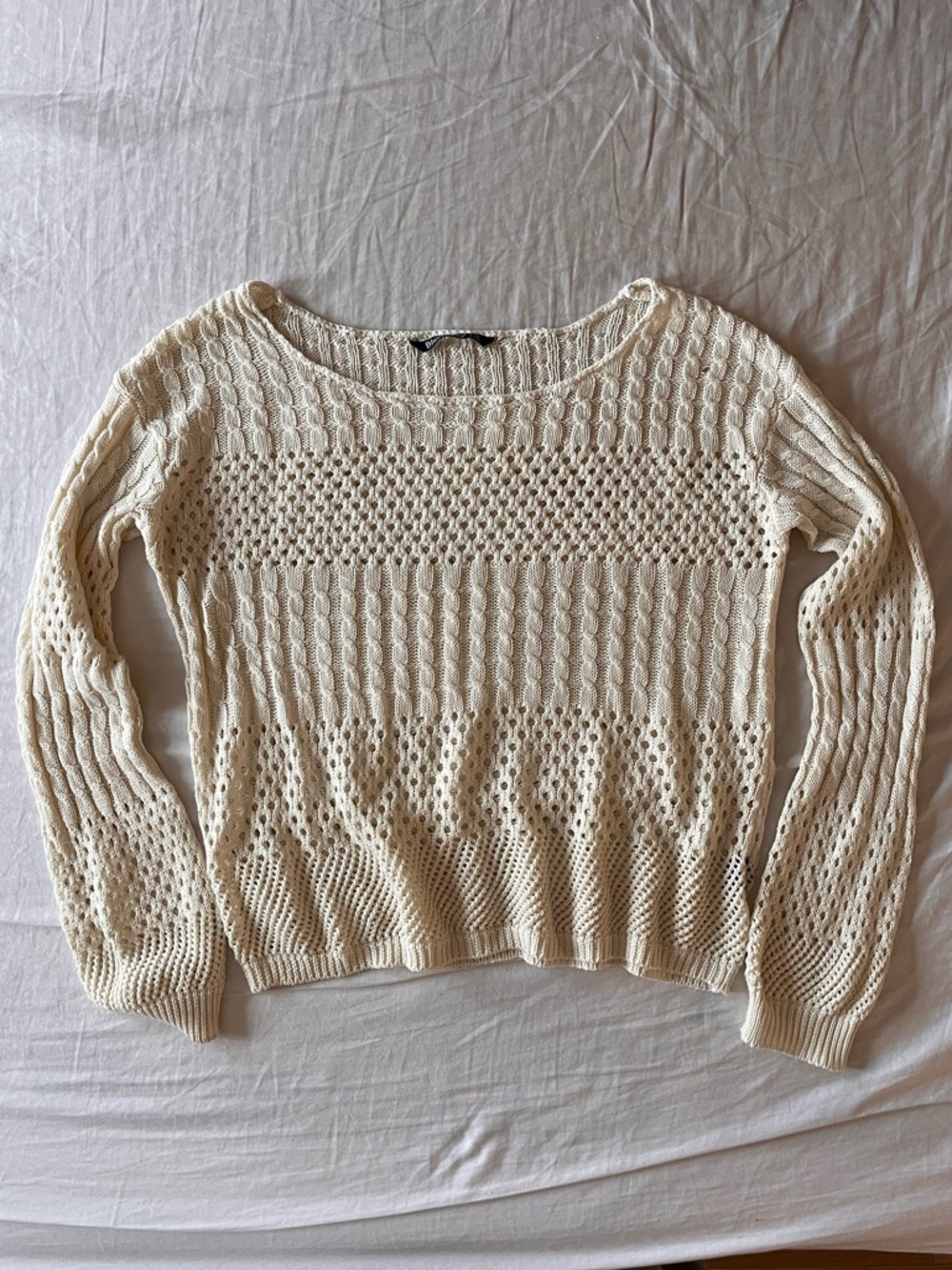 Bluenotes Light Cream Open-Knit Women's Sweater
